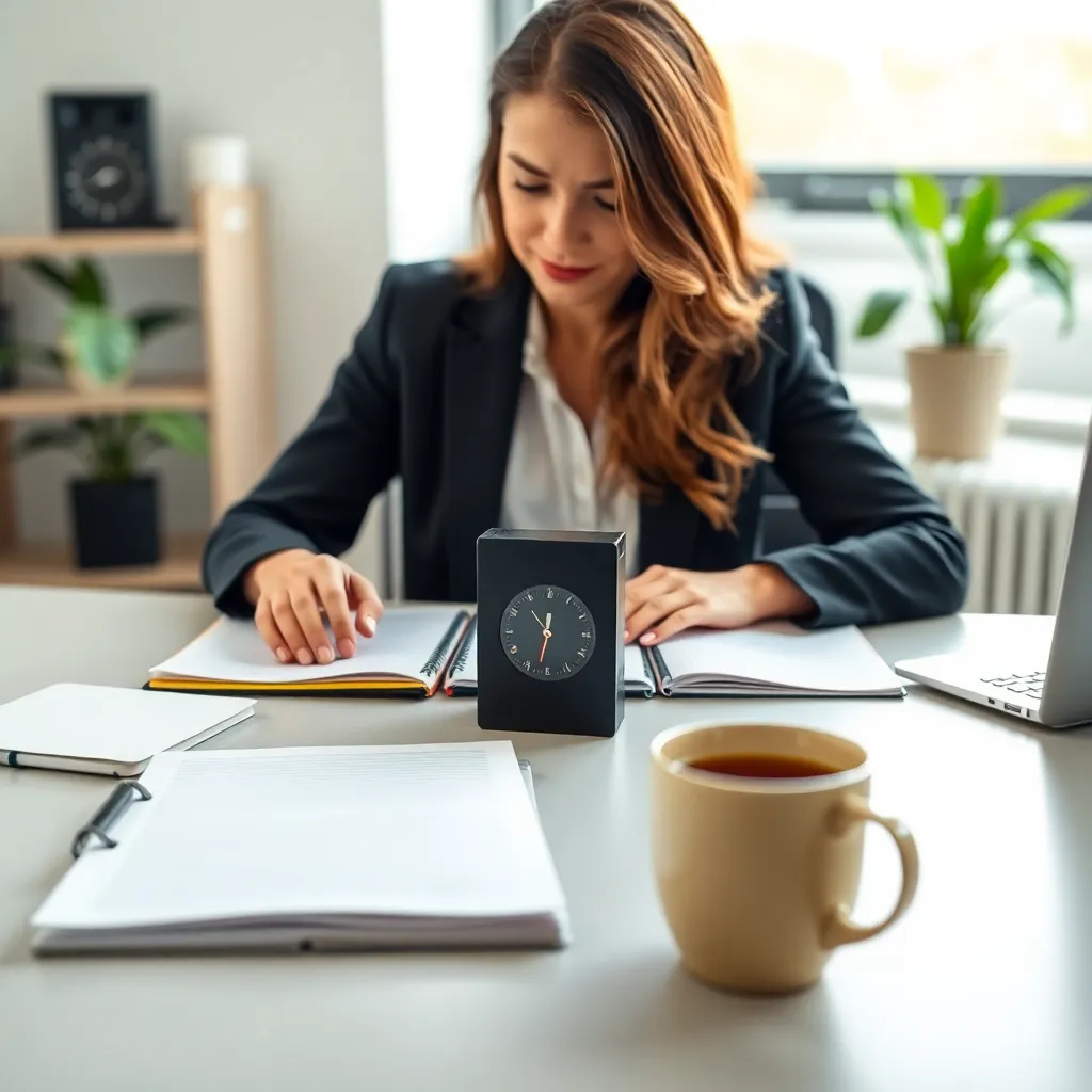 Person nutzt Timer für die Pomodoro-Technik am Arbeitsplatz